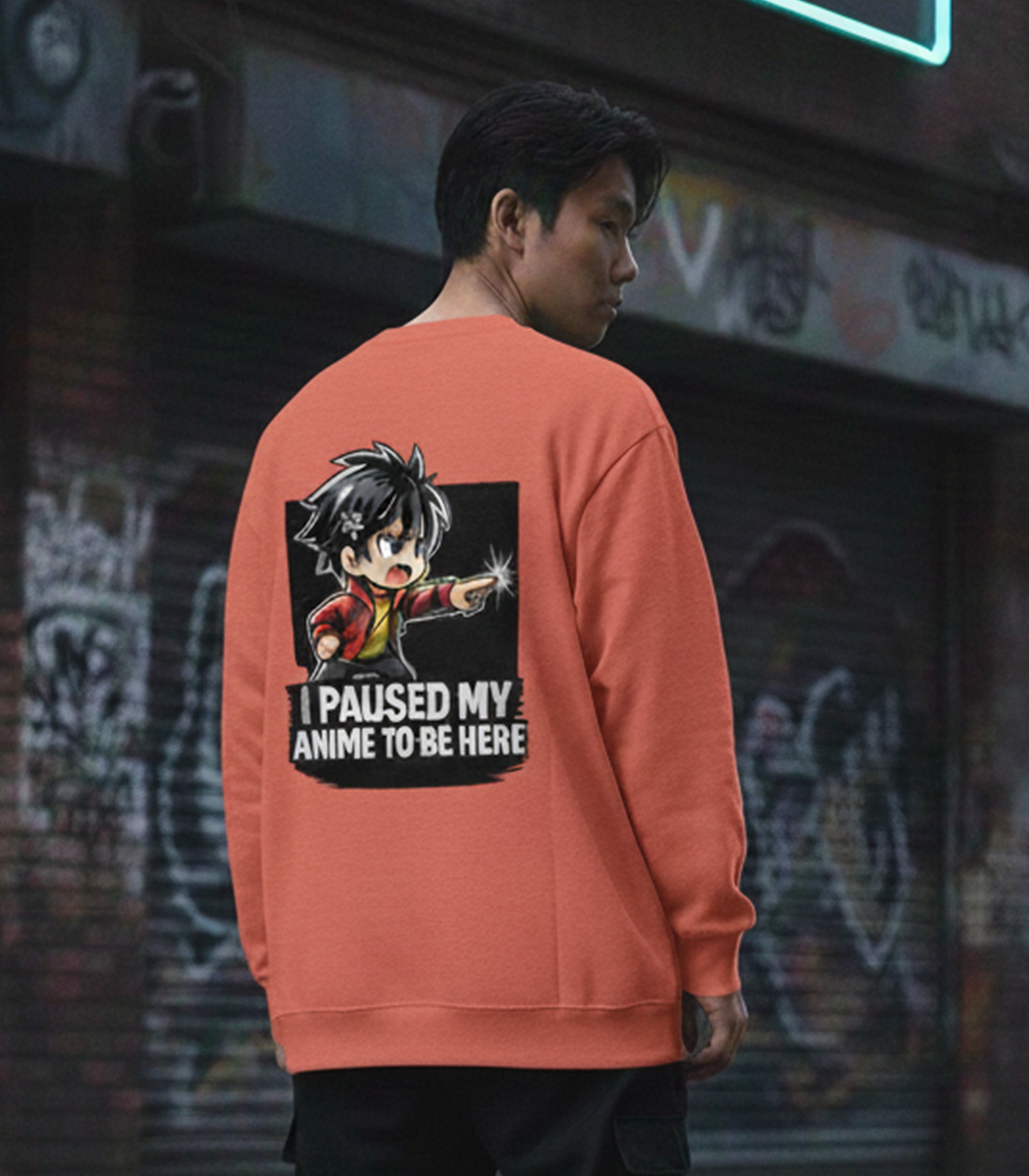 “I Paused My Anime To Be Here” Oversized Anime Streetwear Sweatshirt