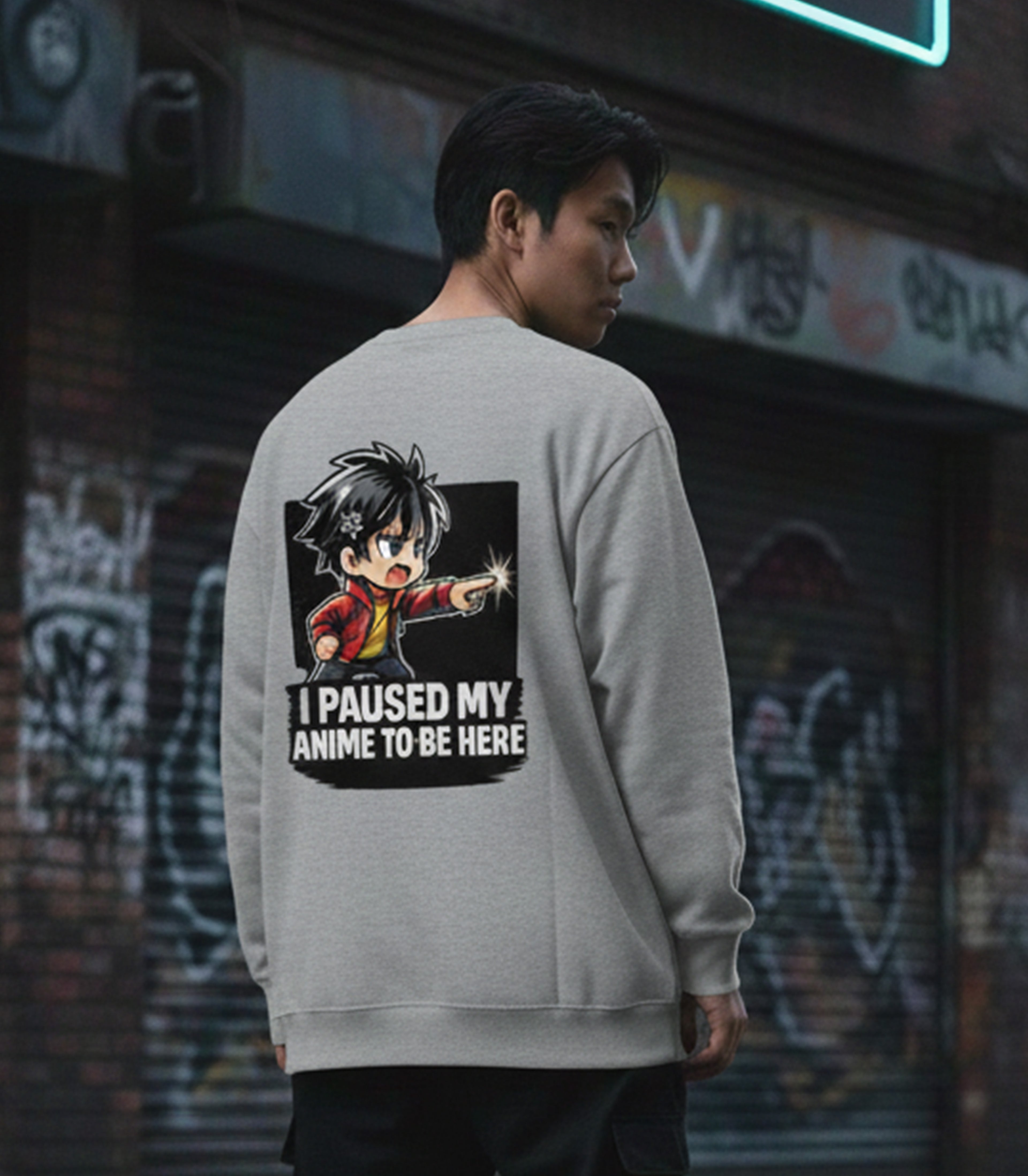 “I Paused My Anime To Be Here” Oversized Anime Streetwear Sweatshirt