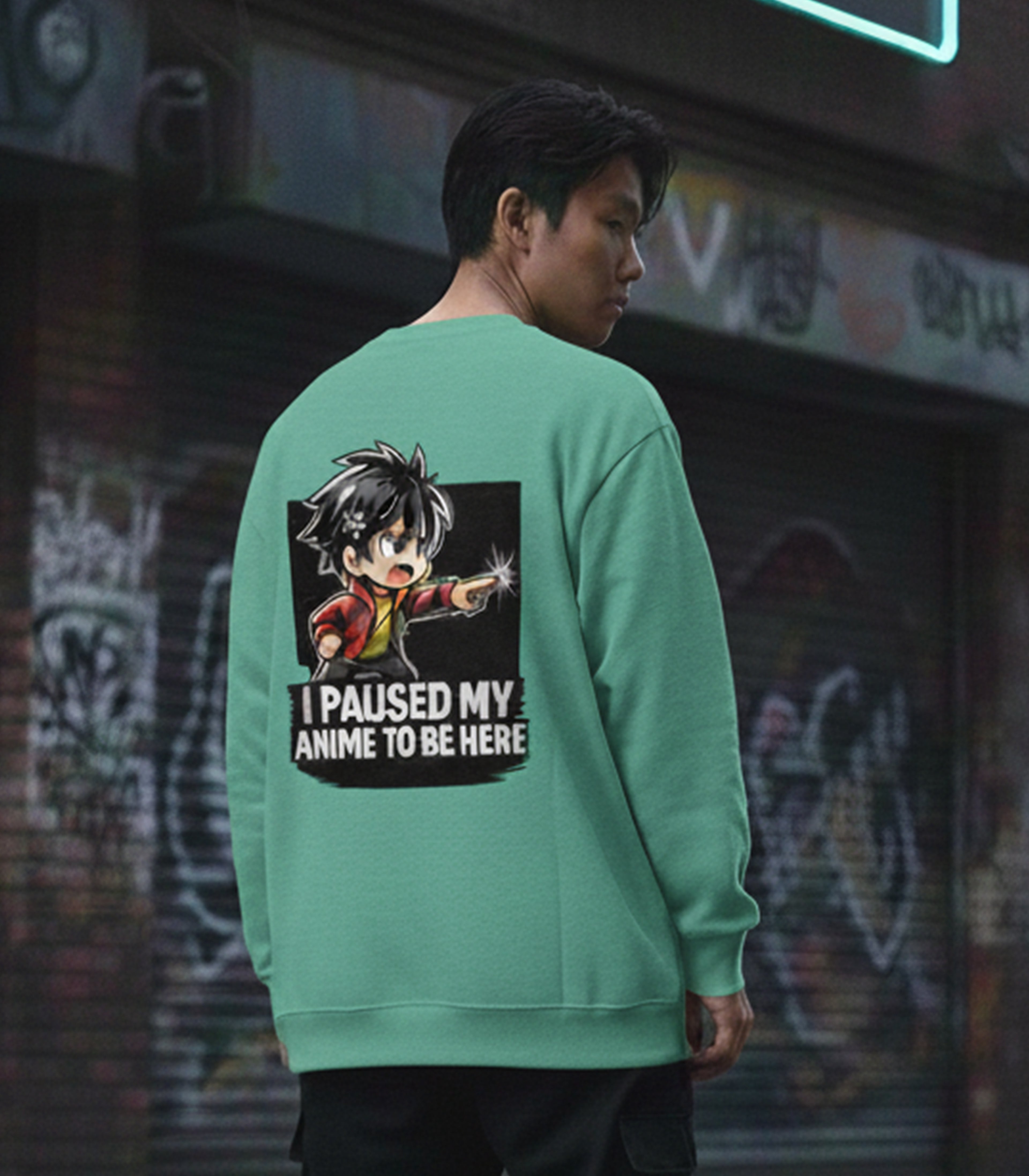 “I Paused My Anime To Be Here” Oversized Anime Streetwear Sweatshirt